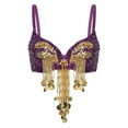 thumbnail image 1 of Hansber Women's Sequin Beaded Tassel Corset Bra Clubwear Crop Tank Tops for Performance Festival Belly Dance Purple One Size, 1 of 7