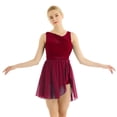 thumbnail image 1 of Hansber Womens Ballet Gymnastics Dress Cut Out Asymmetric Chiffon Stretchy Lyrical Dancewear A Wine Red S, 1 of 7