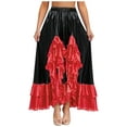 thumbnail image 1 of Hansber Womens Flamenco Dance Skirt Ruffled Trim Irregular Hem Big Swing Skirt for Spanish Dance Tango Salsa Black XXL, 1 of 5