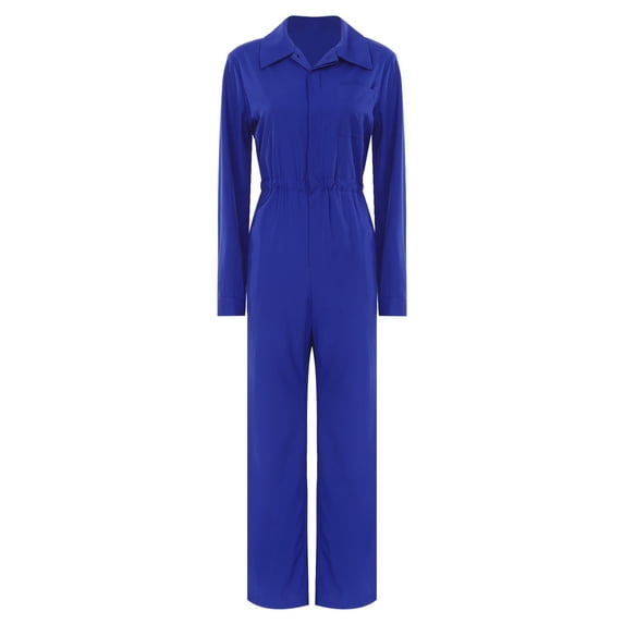 Hansber Work Coveralls for Women Long Sleeve Loose Fit Jumpsuit Rompers Mechanic Work Jumpsuit Blue M