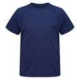 thumbnail image 1 of Hansber Youth Girls Short Sleeves Casual Daily Shirt Kids Dry-Fit Athletic T-shirts for Sport Fitness Navy Blue 130, 1 of 7