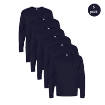 Hanse Essential-T Long Sleeve T-Shirt for Men, Crewneck US Grown 100% Cotton 5 oz, Athletic Navy Color 6 Pack Size M