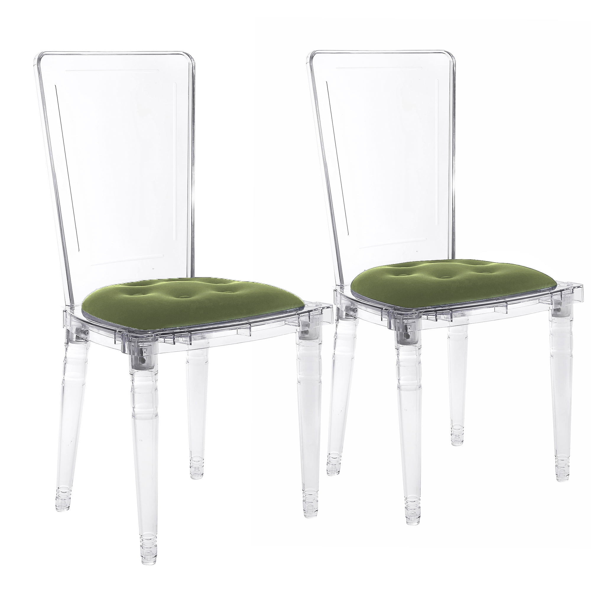 Hansel 20 in. Indoor Green Padded Seat Finish Acrylic Chairs