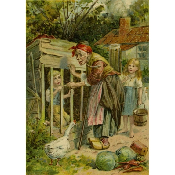 Hansel & Gretel Held Captive By The Witch Print By Mary Evans Picture Librarypeter & Dawn Cope Collection
