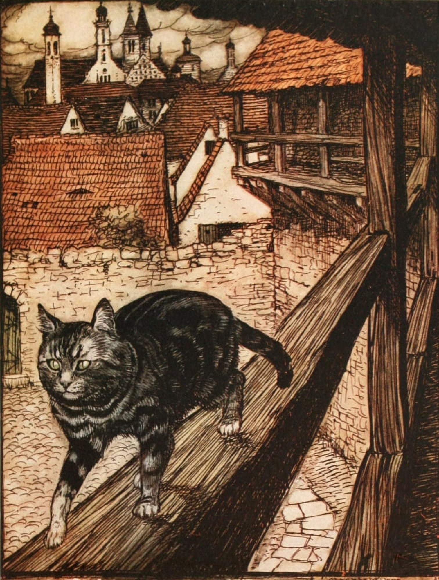 Hansel & Grethel & Other 1920 Cat & Mouse in Partnership Canvas Art - A Rackham (24 x 36)