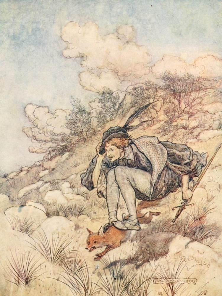 Hansel & Grethel & Other 1920 Hair whistled in wind Canvas Art - A Rackham (18 x 24)