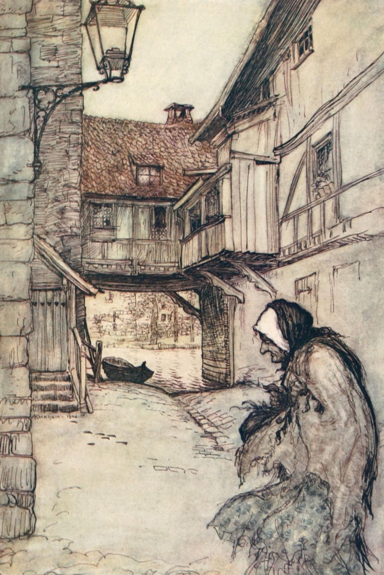 Hansel & Grethel & Other 1920 Straw the Coal & the Bean Canvas Art - A Rackham (24 x 36)