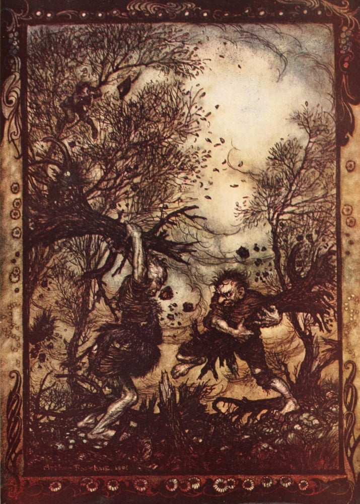 Hansel & Grethel & Other 1920 They tore up the trees Canvas Art - A Rackham (18 x 24)
