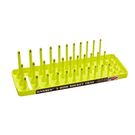 Hansen HA14073 0.25 in. Drive Standard Reg & Deep Socket Holder, Yellow