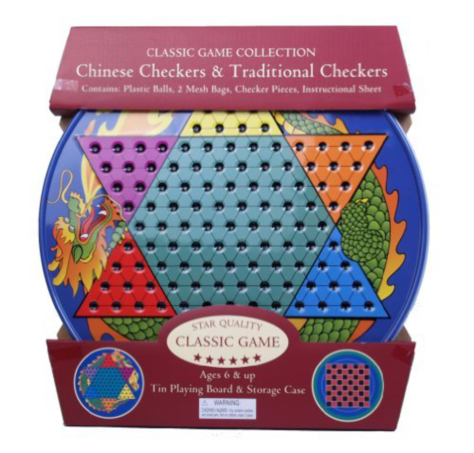 Hansen - Game Gift & Toy Company Chinese Checkers and Traditional Checkers Tin