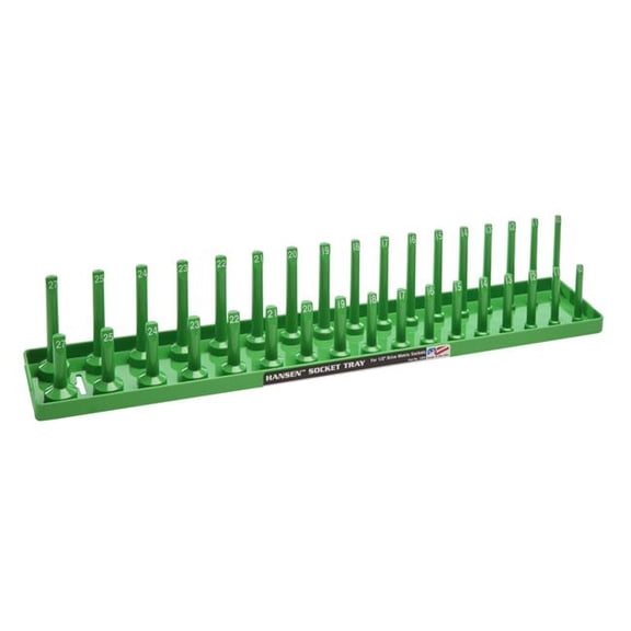 Hansen Global HA1204 0.5 in. Drive Met Reg & Deep Socket Holder, Green