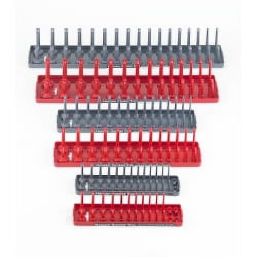 Durable Gray and Red Plastic Socket Tray Set, 6-Piece