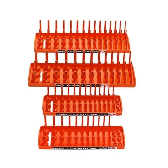 Hansen Global HA92005 3 Row Socket Holders, Orange - Pack of 4