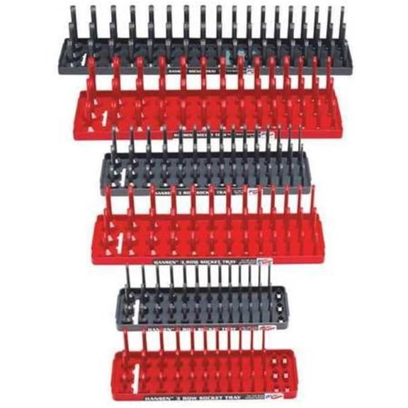 Hansen Global HA92013 3 Row Socket Holders, Red & Grey - Pack of 6