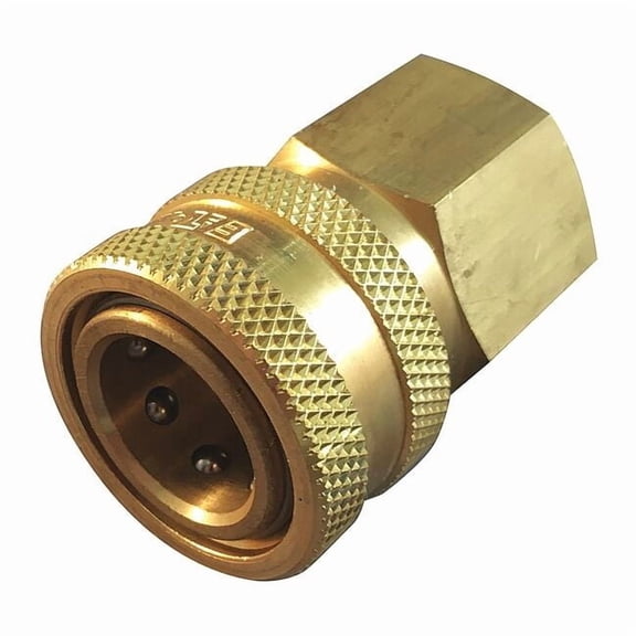 Hydraulic Quick Connect Hose Coupling, Brass Body, Push-to-Connect Lock, 1/2"-14 Thread Size