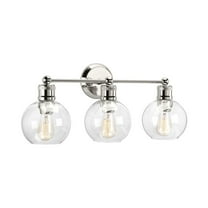 Hansford Collection Three-Light Polished Nickel Clear Glass Coastal Bath Vanity Light