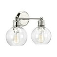 thumbnail image 1 of Hansford Collection Two-Light Polished Nickel Clear Glass Coastal Bath Vanity Light, 1 of 15