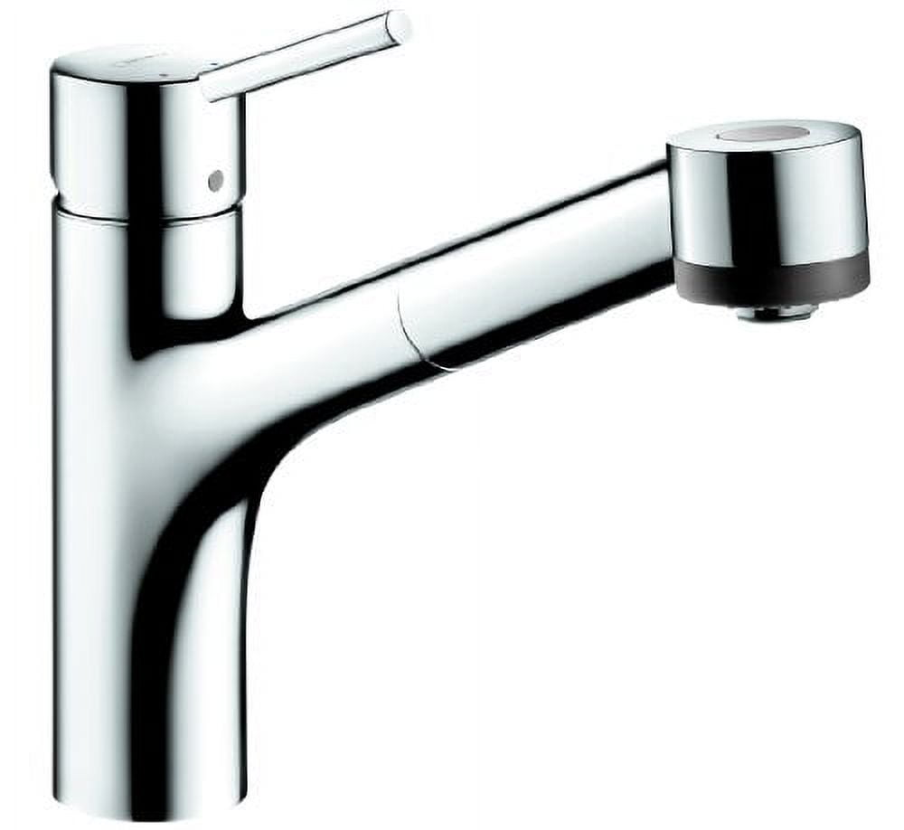 Modern Steel Optik Pull-Out Spray Kitchen Faucet in Chrome