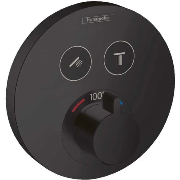 Hansgrohe 15743 Showerselect S Round Thermostatic Valve Trim - Black