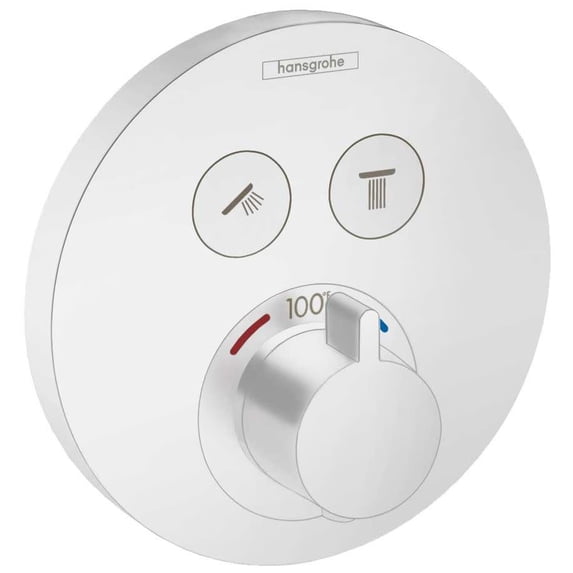 Hansgrohe 15743 Showerselect S Round Thermostatic Valve Trim - White
