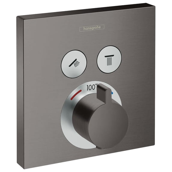 Hansgrohe 15763 Showerselect Square Thermostatic Valve Trim - Brushed Black Chrome