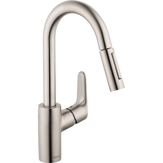 Hansgrohe Focus Prep Kitchen Faucet, 2-Spray Pull-Down, 1.75 GPM in Steel Optic