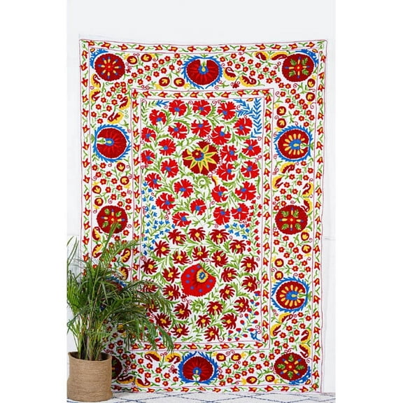 Hanshandwork Cotton Suzani Throw Blanket Embroidery Bed sheet