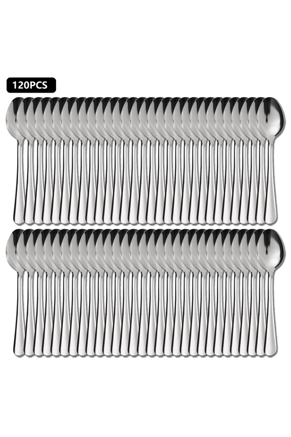 120pcs Dinner Spoons,7.1" Stainless Steel Spoons Silverware, Kitchen Essential Dinner Spoons, Table Spoon for Home Kitchen Restaurant, Party, Catering, Picinc, Dishwasher Safe