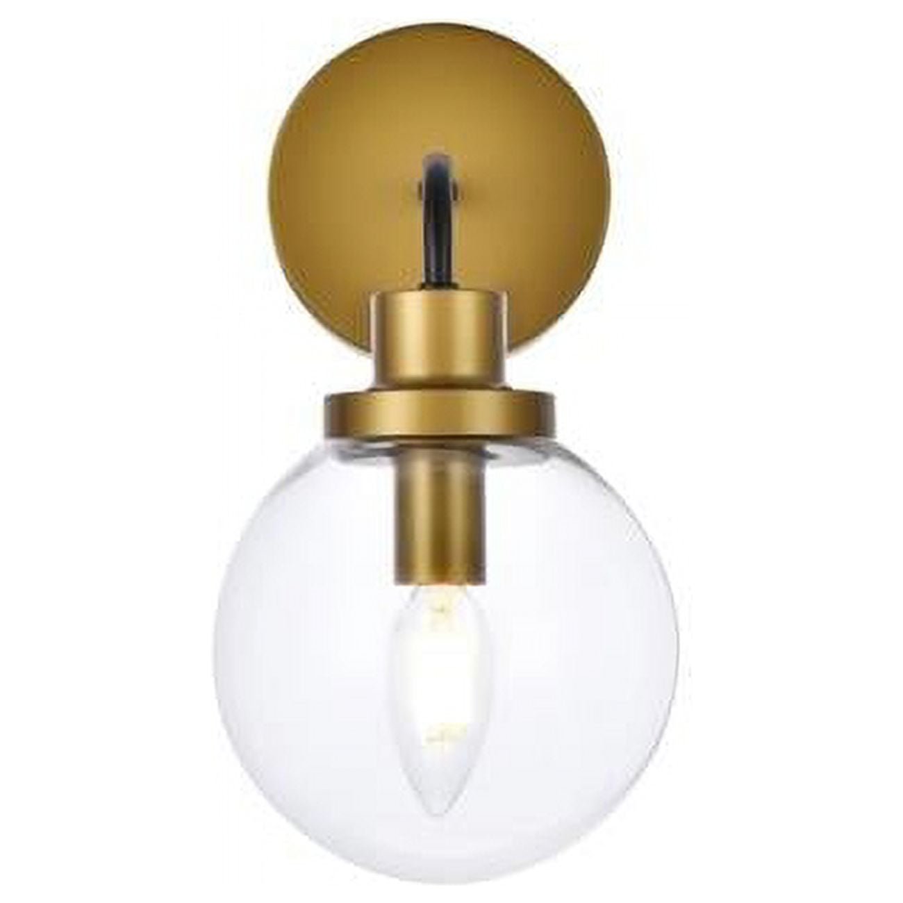 Hanson Black and Brass Metal 1-Light Dimmable Wall Sconce with Clear Glass Shade