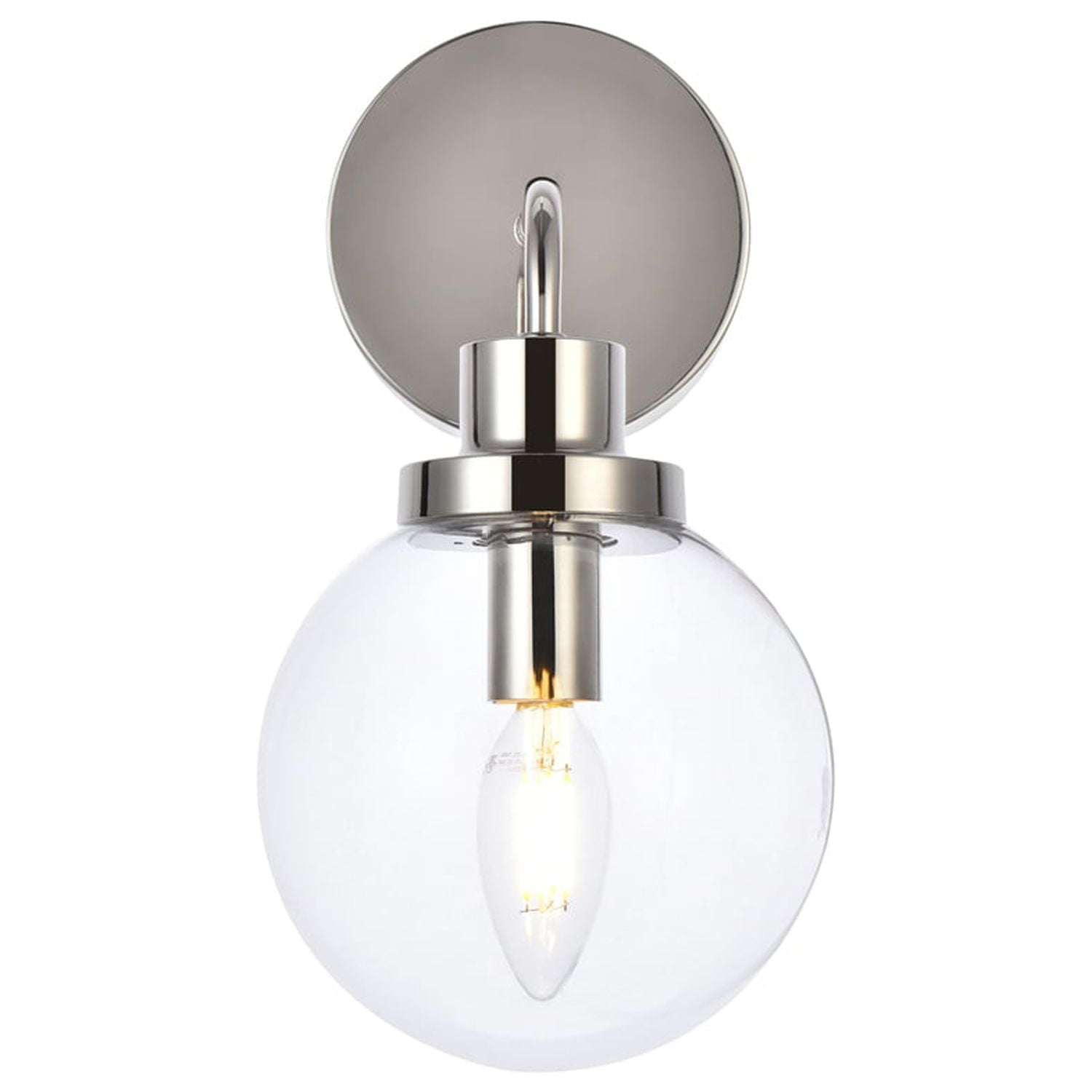 Polished Nickel and Clear Glass Dimmable Bath Sconce