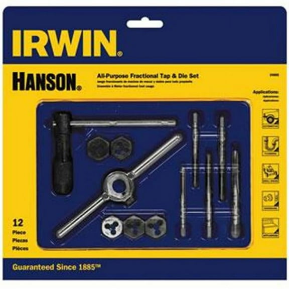 Hanson  12 Piece Machine Screw - Fractional Tap and Hex Die Set
