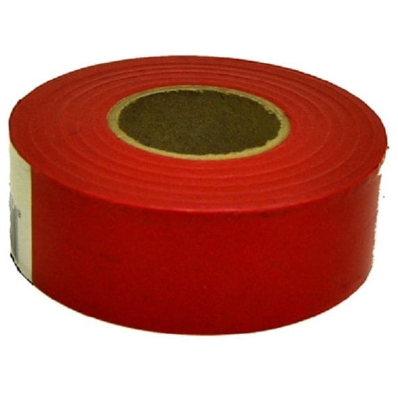 Hanson 17002 150 ft Glo Red Vinyl Flagging Tape / Marking Ribbon - Quantity of 144