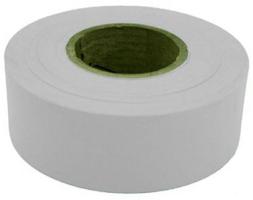 Hanson 17020 1-3/16" x 300' ft Bright White Vinyl Flagging Ribbon Marking Tape - Quantity of 12