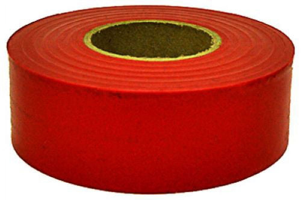 Hanson 17021 1-3/16" x 300' ft Bright Red Vinyl Flagging Ribbon Marking Tape - Quantity of 24