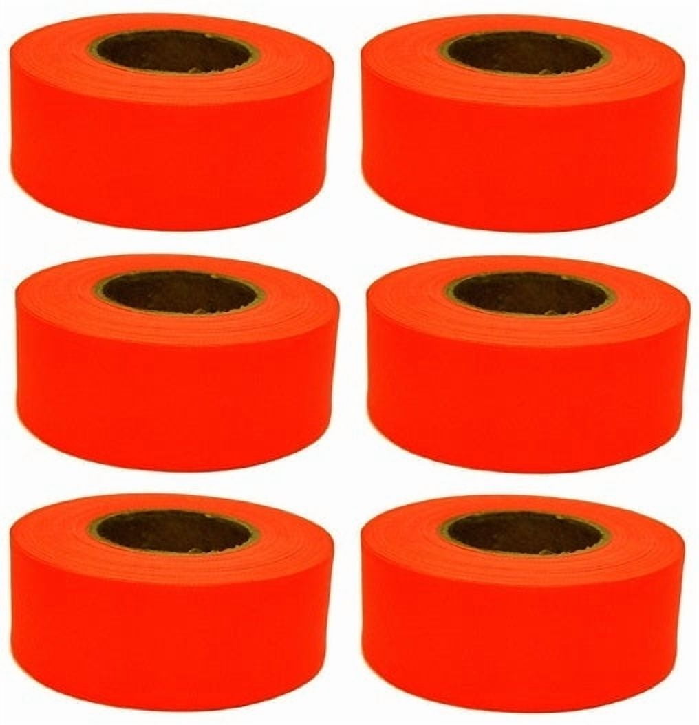 Hanson 17022 1-3/16" x 300' ft Bright Orange Vinyl Flagging Ribbon Marking Tape - Quantity of 6