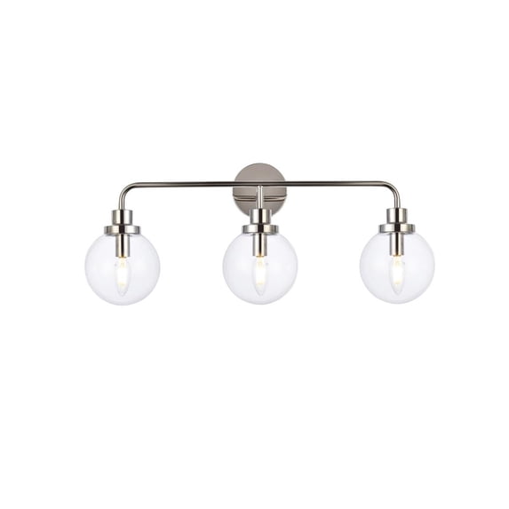 Hanson 3 lights bath sconce in polished nickel with clear shade