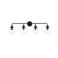 thumbnail image 1 of Hanson 4 lights bath sconce in black with clear shade, 1 of 3