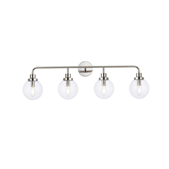Hanson 4 lights bath sconce in polished nickel with clear shade