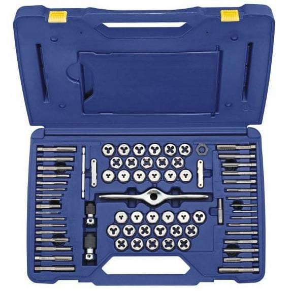 Hanson Irwin HA1841350 75-Piece Machine SAE Metric Self Alignment Tap and Die Set