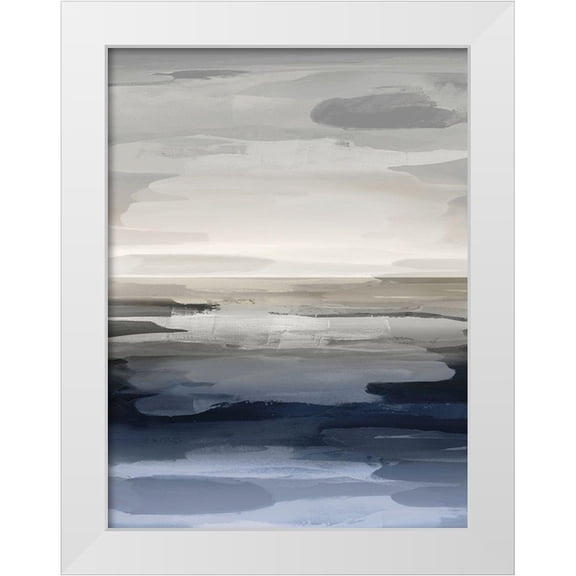 Hanson, Jackie 12x14 White Modern Wood Framed Museum Art Print Titled - Intuition Blue and Gray