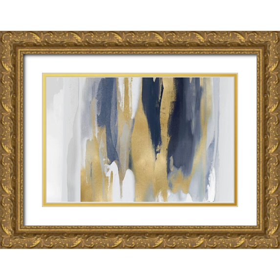 Hanson, Jackie 24x17 Gold Ornate Wood Framed with Double Matting Museum Art Print Titled - Echoes in Blue and Gold II