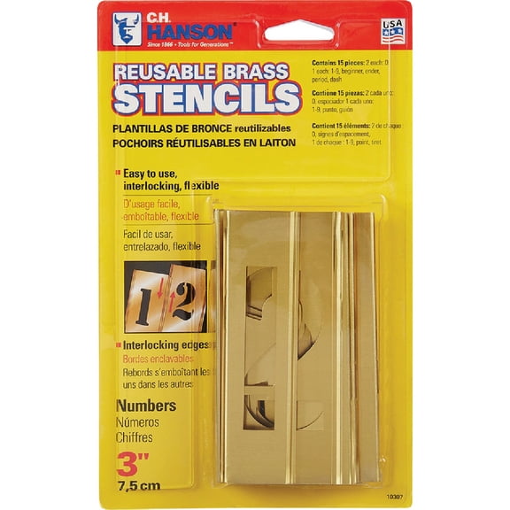 Hanson Numeral Stencil Set, Brass