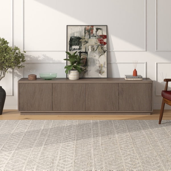 Hanson Rectangular TV Stand for TV's up to 85" in Antiqued Gray Oak