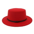 thumbnail image 1 of Hantrom Baseball Cap,Derby Hats,Unisex Wide Brim Wool Belt Felt Flat Top Fedora Hat Party Church Trilby Hats Cap,Sun Hat,Summer Hats,Hats For Men,Red, 1 of 1