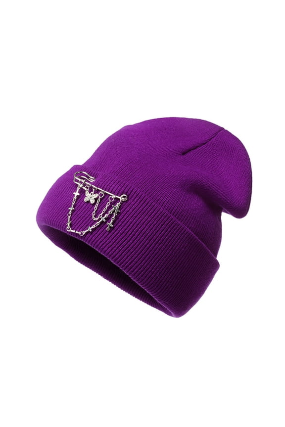 Beanie,Baseball Cap,Outdoor Winter Adult Neutral Keep Warm Hats Decorate Knitted Woolen Hat,Crochet Hat,Skull Cap,Hats For Men,Purple