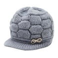 thumbnail image 1 of Hantrom Beanie,Visor Hats,Women Winter Warm Knit Hat Wool Snow Ski Caps With Visor,Running Hat,Crochet Hat,Hats For Women,Grey, 1 of 4
