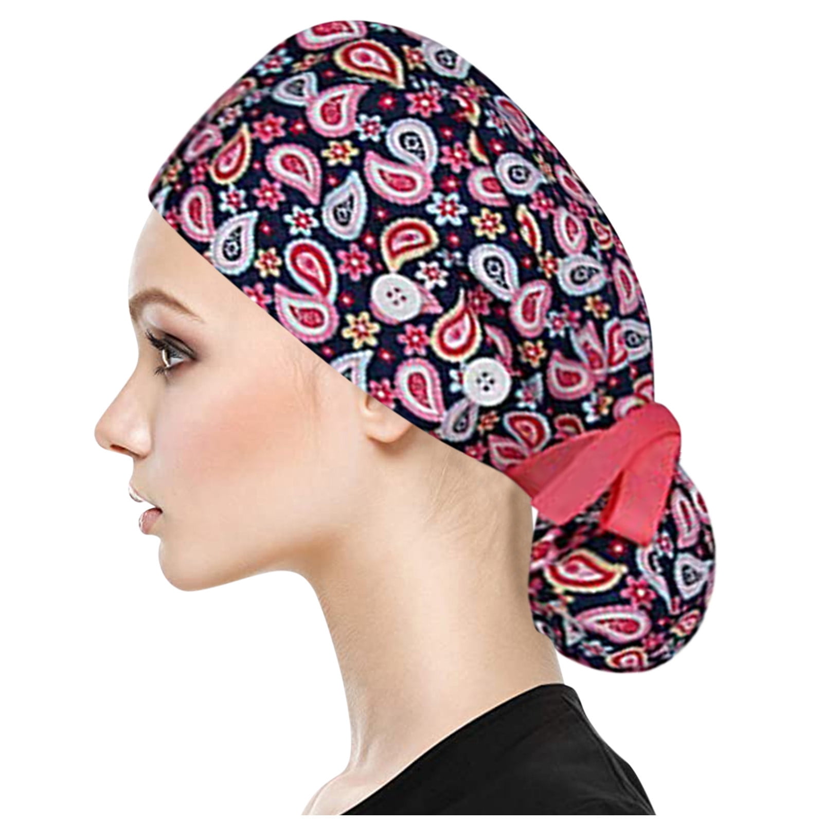 Scrub Caps Women 12 Pcs Cotton Scrub Caps For Women - Adjustable Medical Nursing Caps With Buttons & Sweatband Nursing Hats For Women
