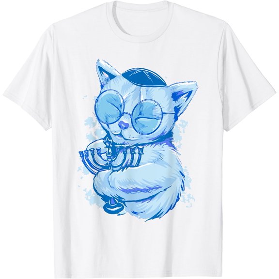 Hanukkah Cat Chanukah Cat Menorah T-Shirt, Vintage T-Shirt