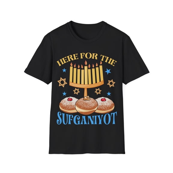 Hanukkah Celebration Menorah Sweets Donuts Novelty Unisex Softstyle T-Shirt