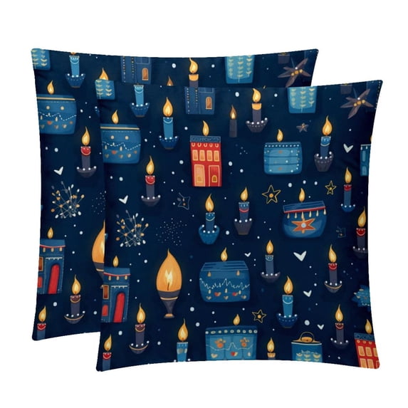 Hanukkah Chair Pillow Covers Set with Unique Patterns for Bed and Throw Pillows - Sizes 16x16, 18x18, 20x20 Inches for Various Occasions - Set of 2 Items